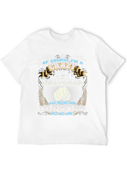 Camiseta Negra con Diseño de Baterista Loco