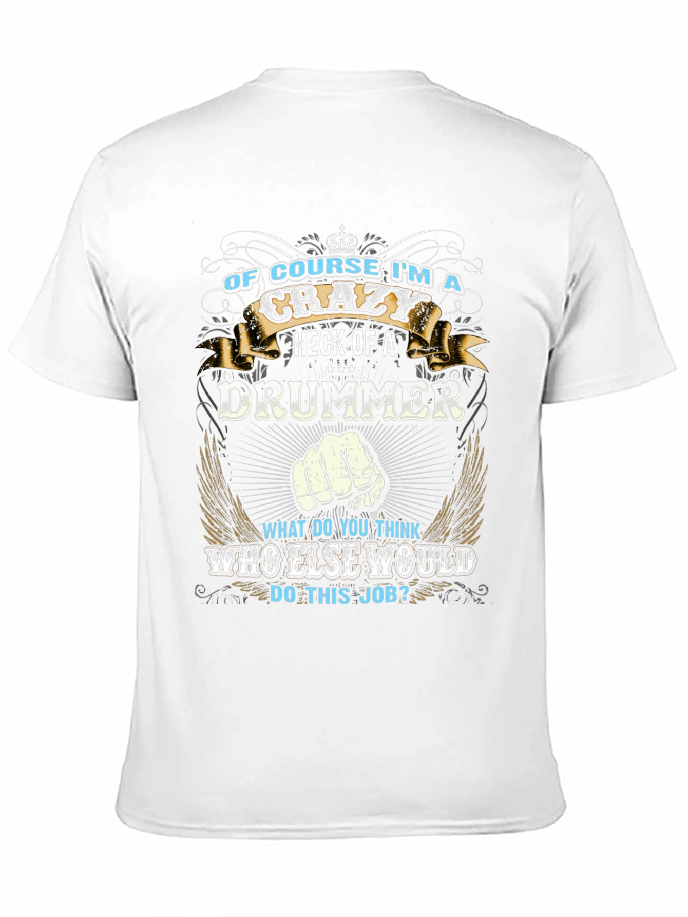 Camiseta Negra con Diseño de Baterista Loco