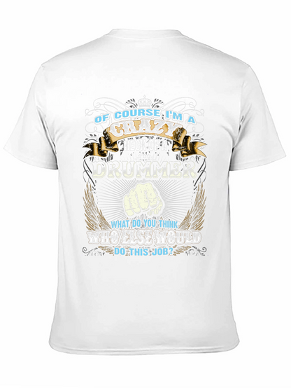 Camiseta Negra con Diseño de Baterista Loco