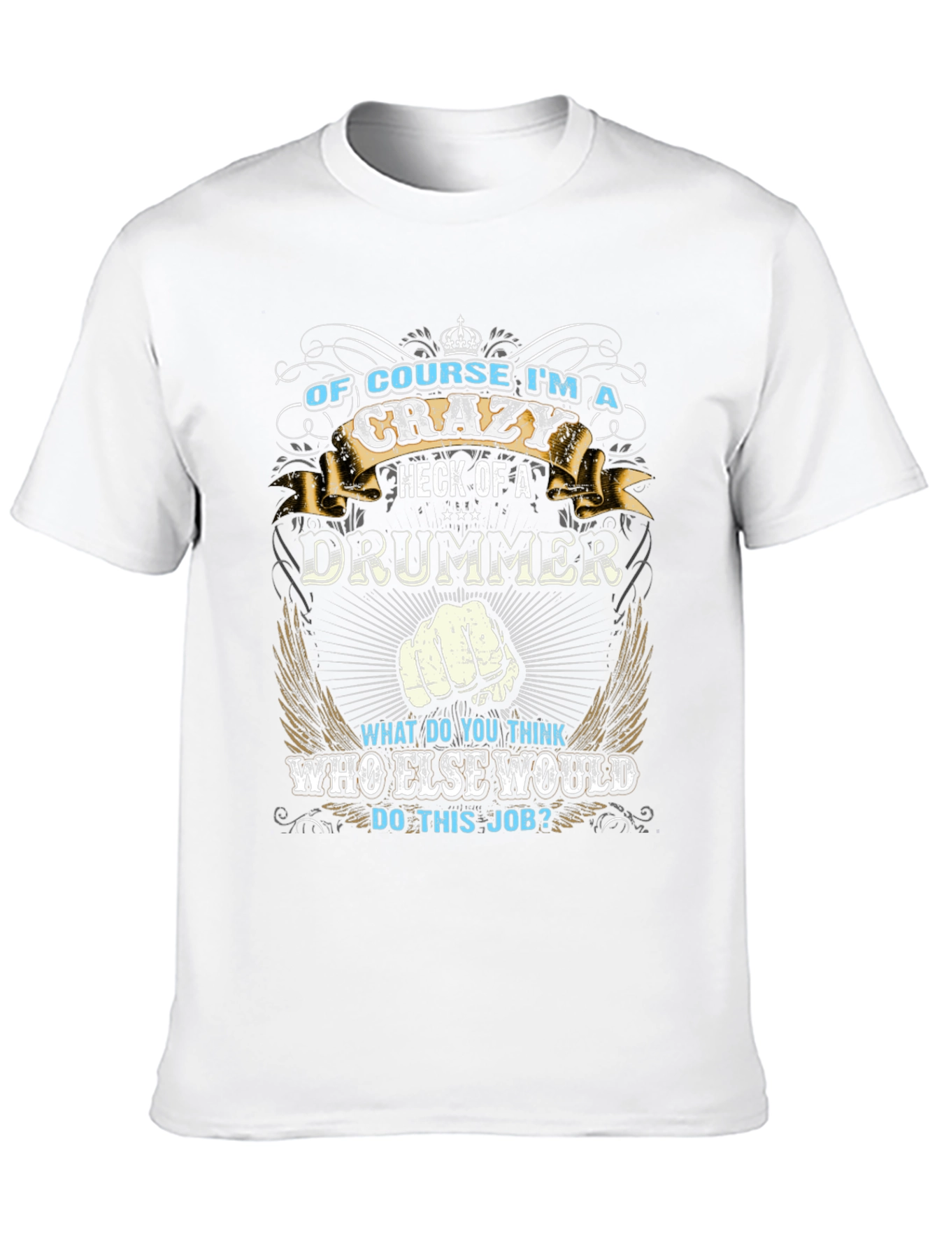 Camiseta Negra con Diseño de Baterista Loco