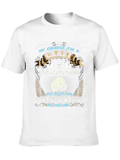 Camiseta Negra con Diseño de Baterista Loco