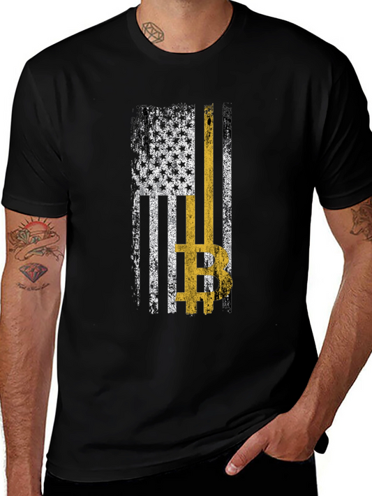 Camiseta Bitcoin Bandera Americana Estilo Vintage