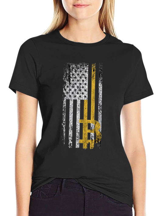 Camiseta Bitcoin Bandera Americana Estilo Vintage