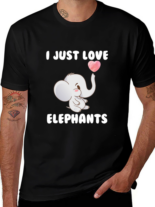 Camiseta Negra con Diseño de Elefante Enamorado