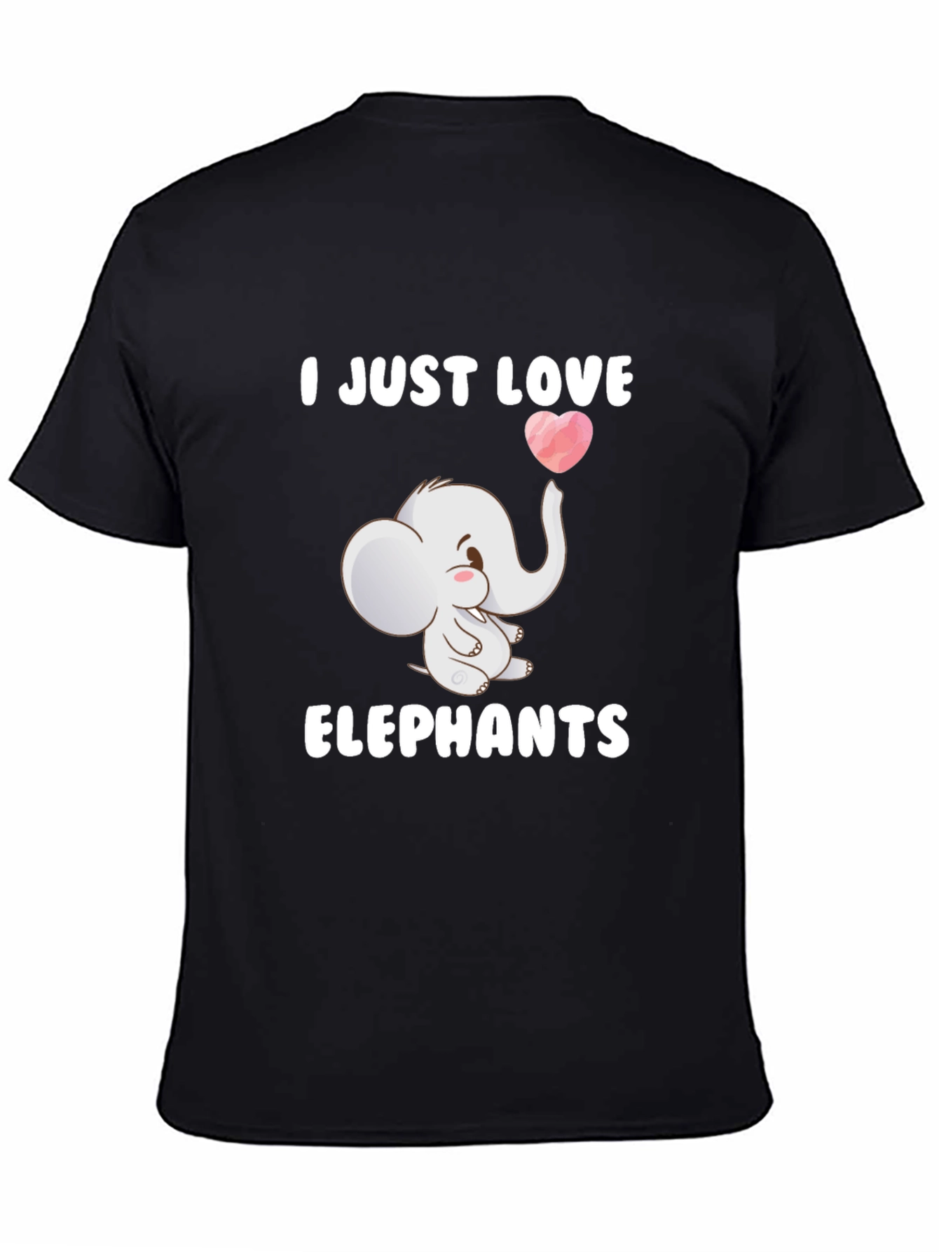 Camiseta Negra con Diseño de Elefante Enamorado