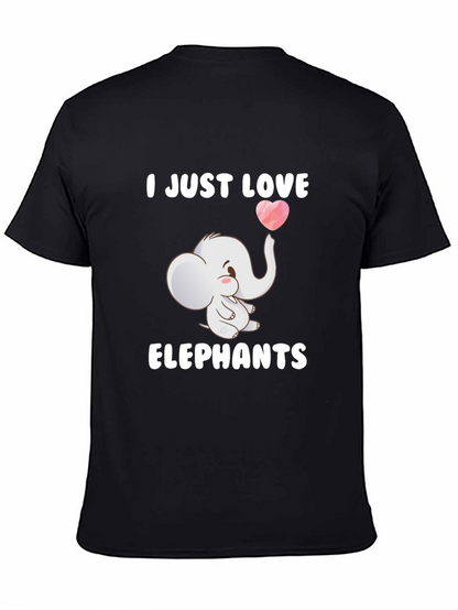 Camiseta Negra con Diseño de Elefante Enamorado