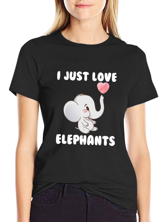 Camiseta Negra con Diseño de Elefante Enamorado
