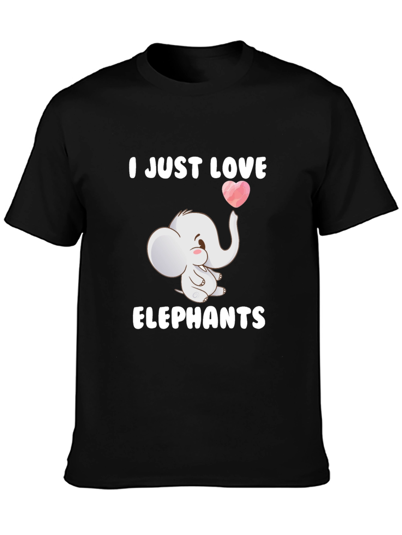 Camiseta Negra con Diseño de Elefante Enamorado