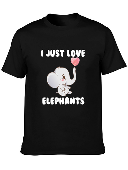 Camiseta Negra con Diseño de Elefante Enamorado