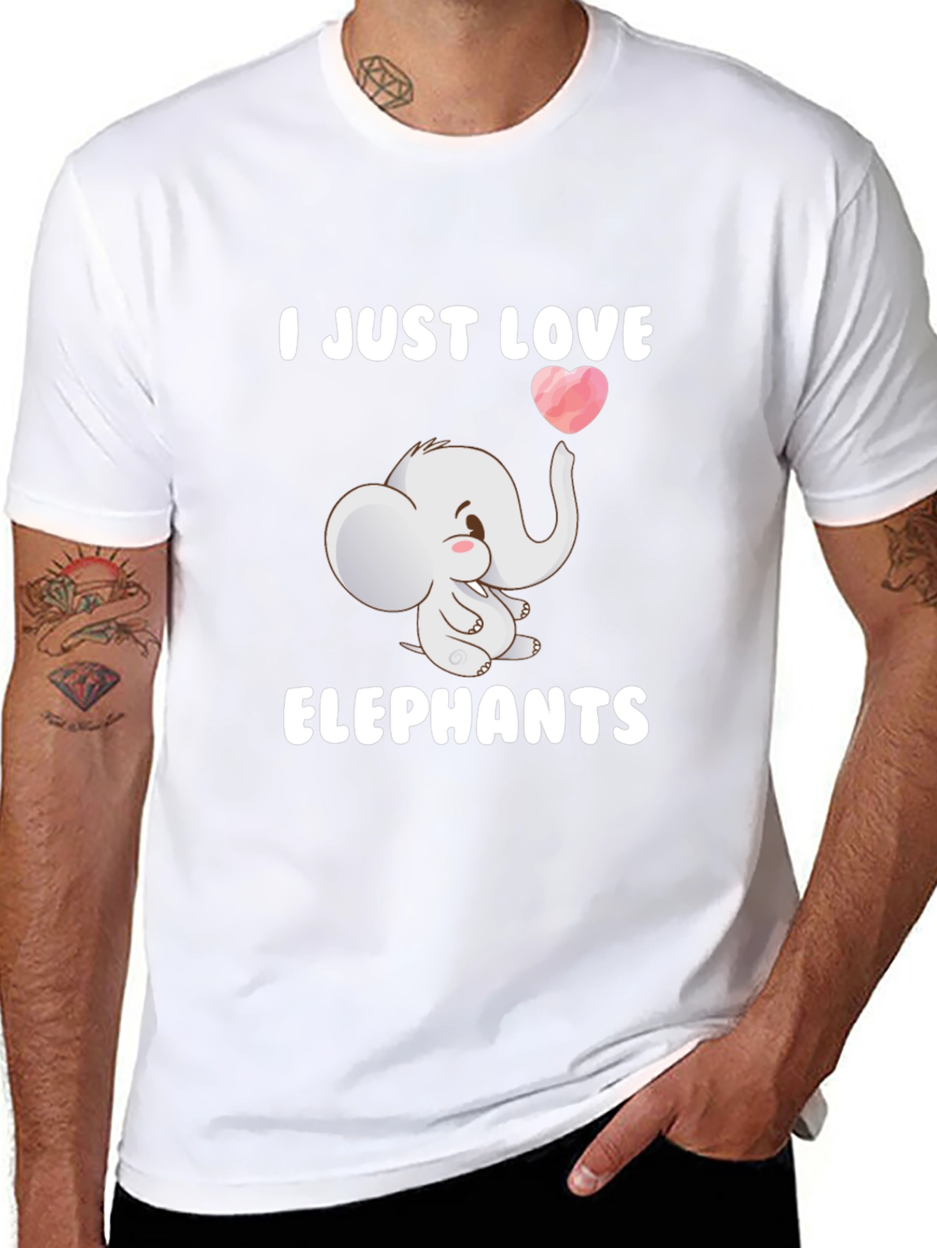 Camiseta Negra con Diseño de Elefante Enamorado