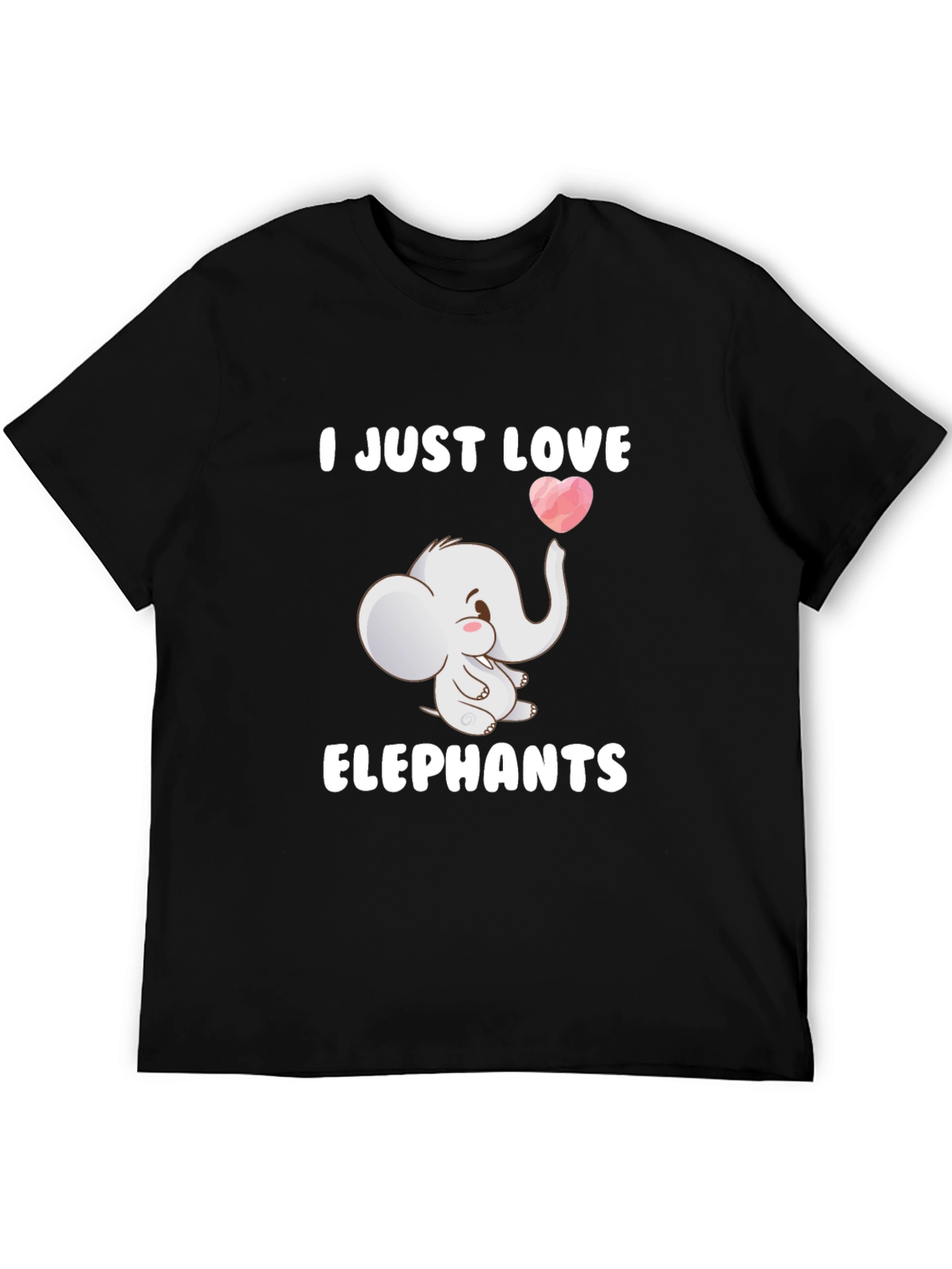 Camiseta Negra con Diseño de Elefante Enamorado
