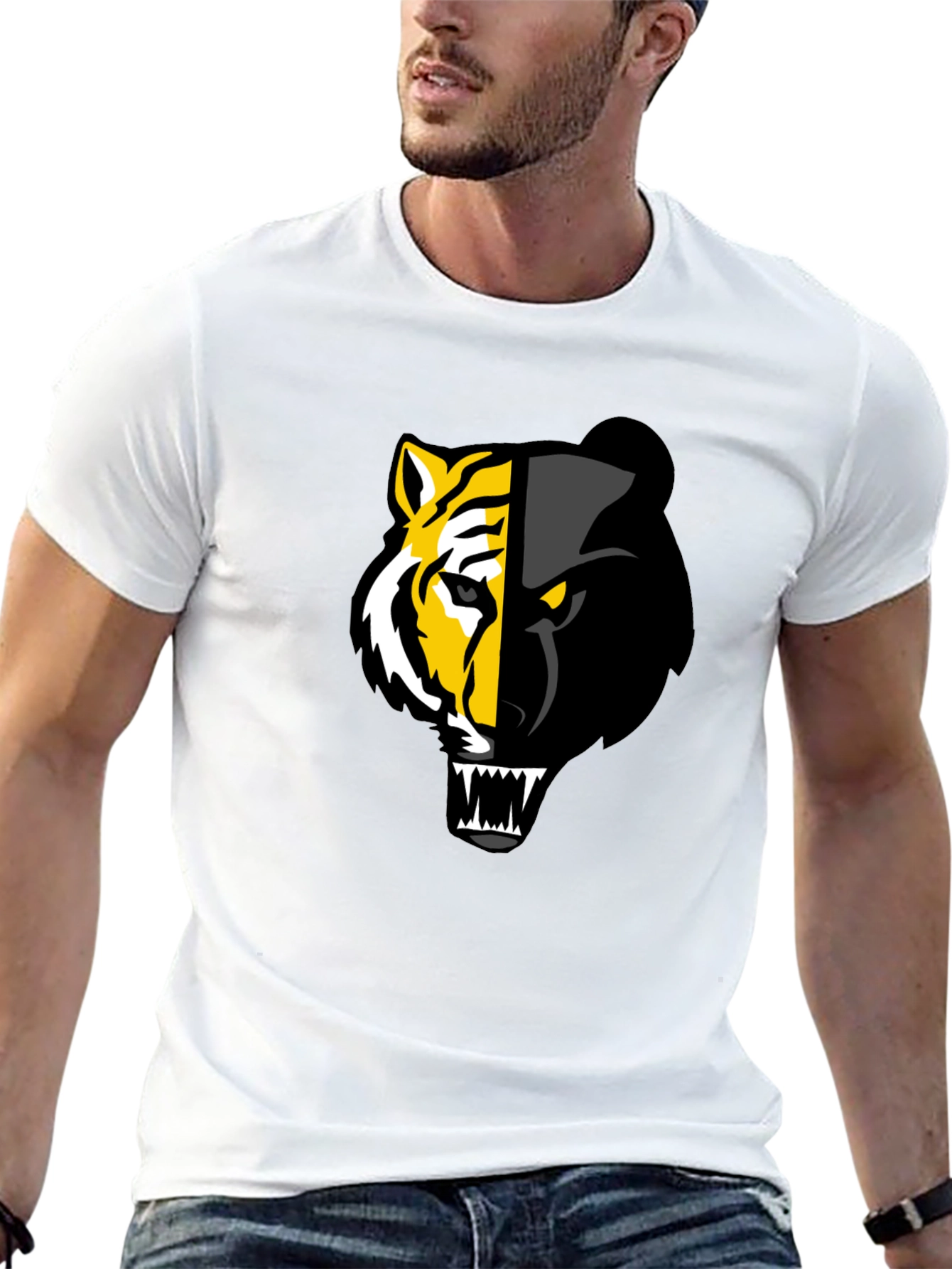 Camiseta Negra: Tigre y Pantera Fusionados