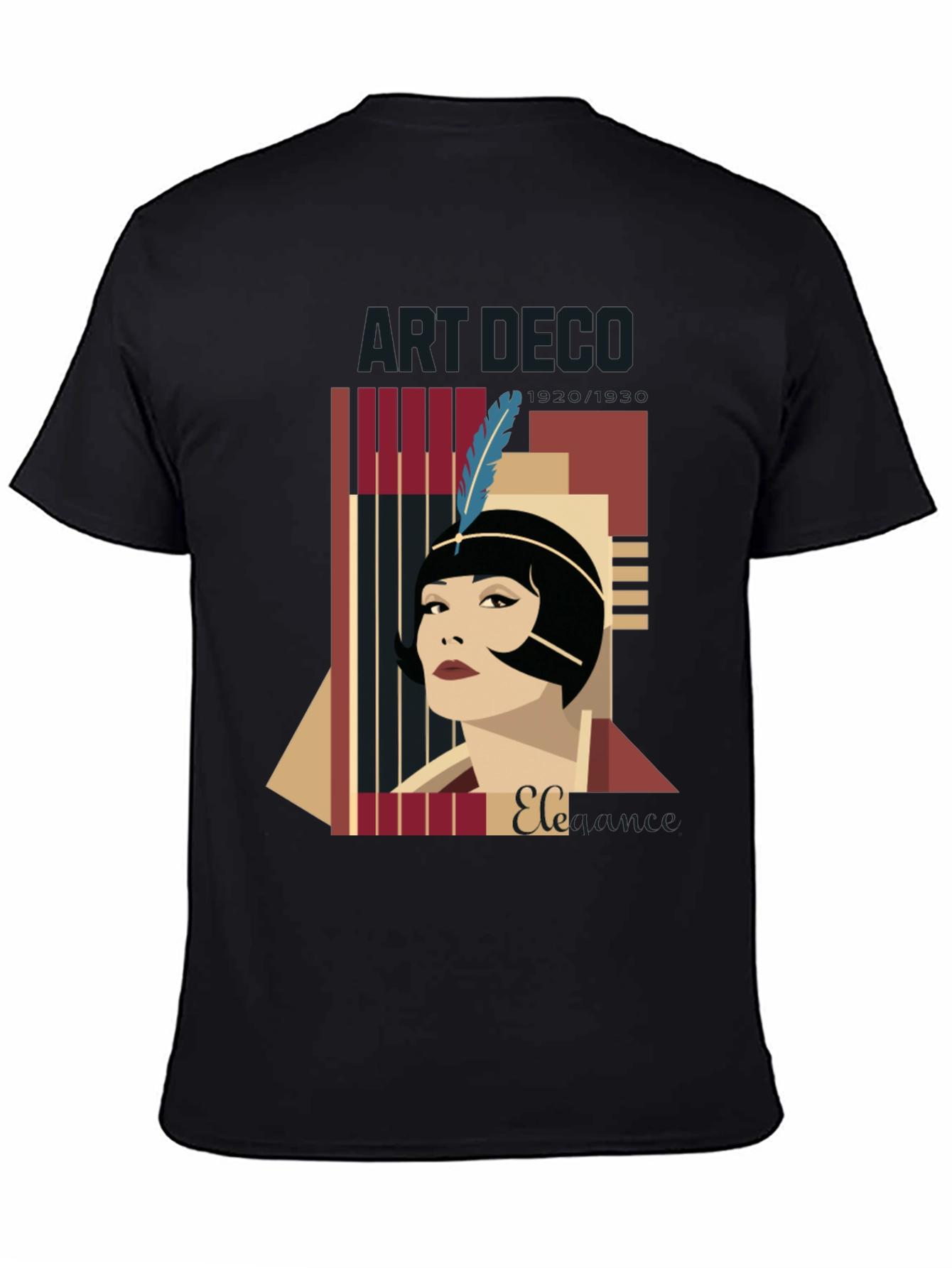 Camiseta Negra con Diseño Art Deco Elegante
