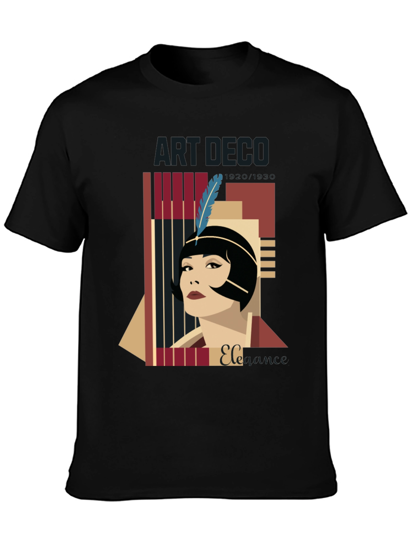 Camiseta Negra con Diseño Art Deco Elegante