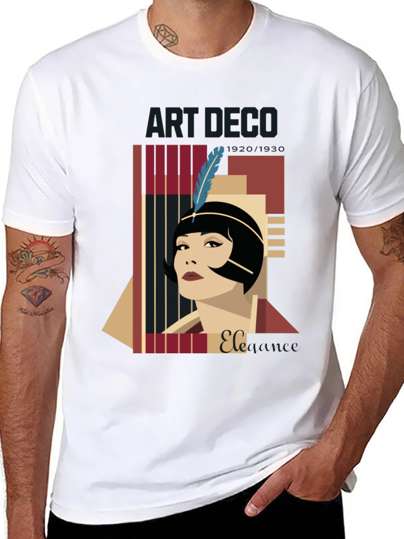 Camiseta Negra con Diseño Art Deco Elegante
