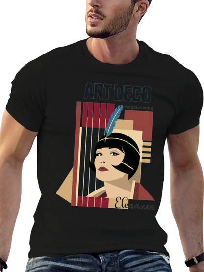 Camiseta Negra con Diseño Art Deco Elegante