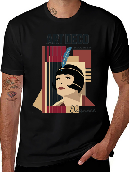 Camiseta Negra con Diseño Art Deco Elegante