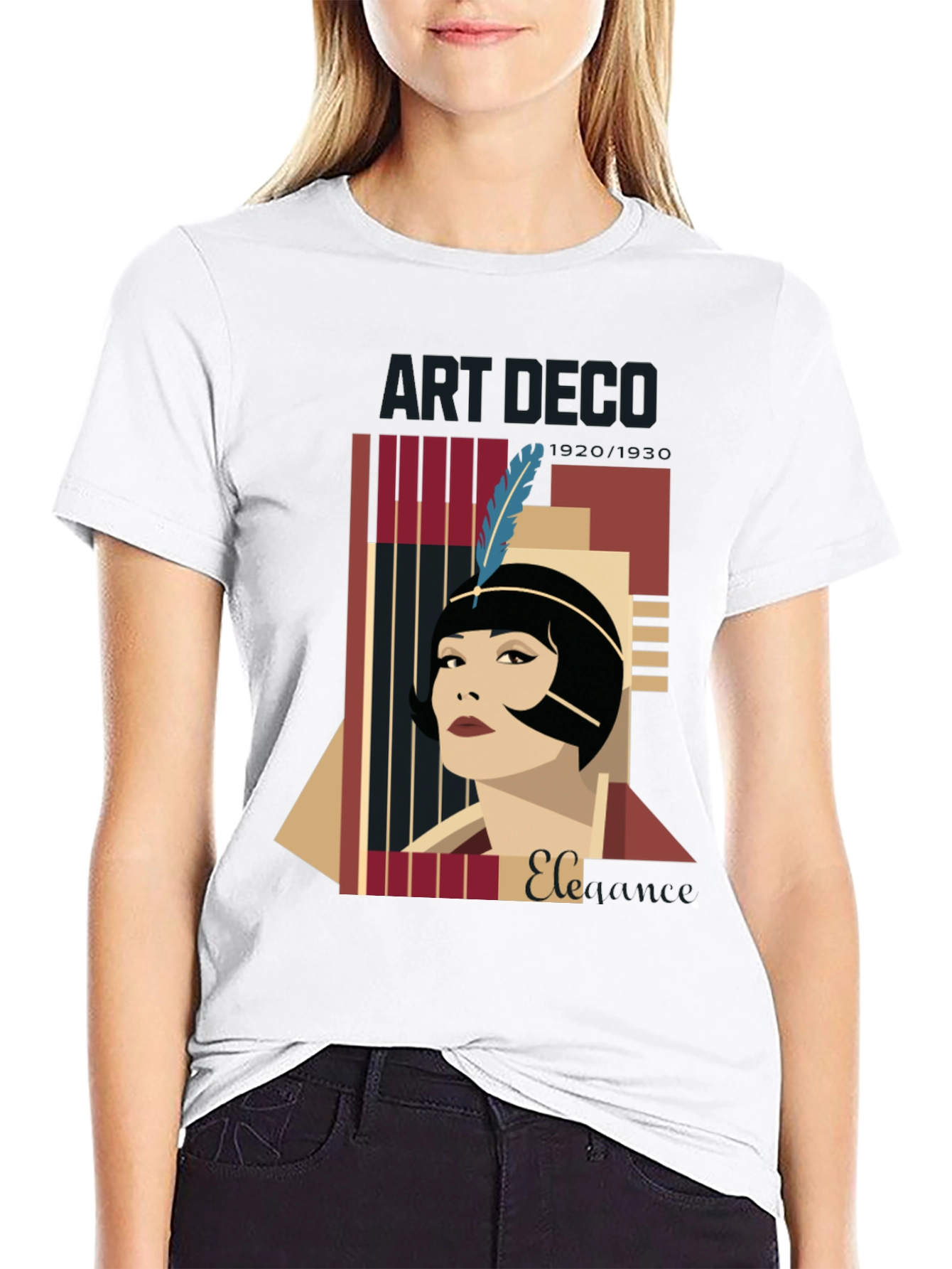 Camiseta Negra con Diseño Art Deco Elegante