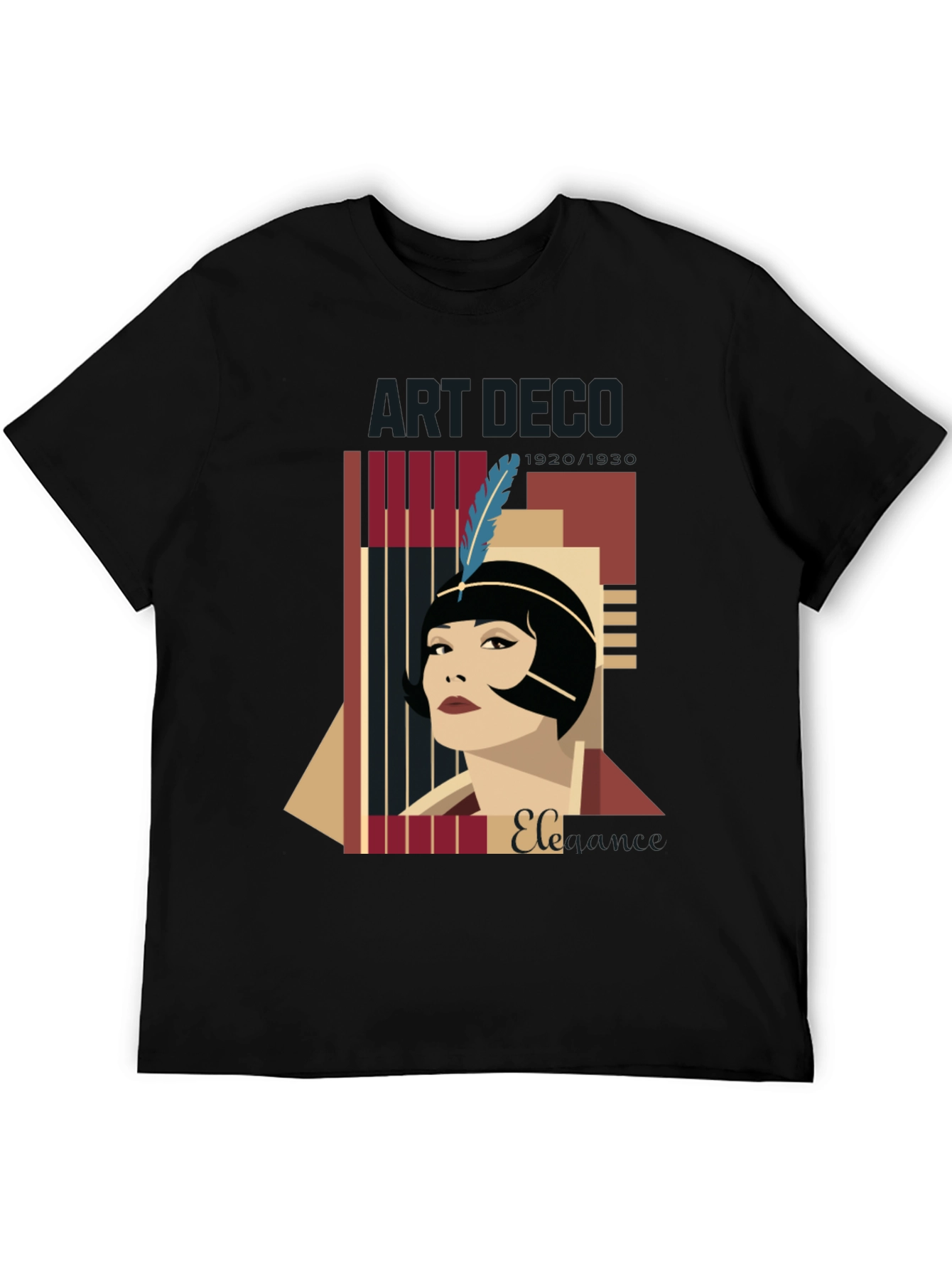 Camiseta Negra con Diseño Art Deco Elegante
