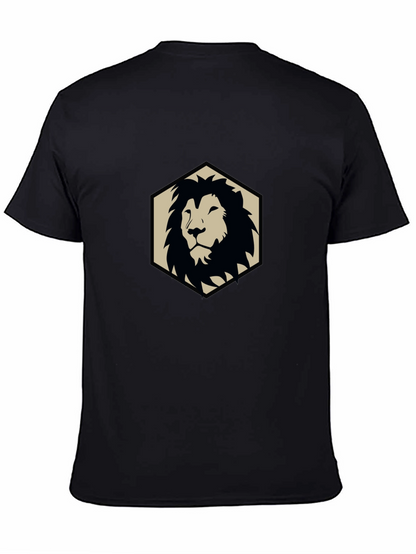 Camiseta Negra con Diseño de León Geométrico