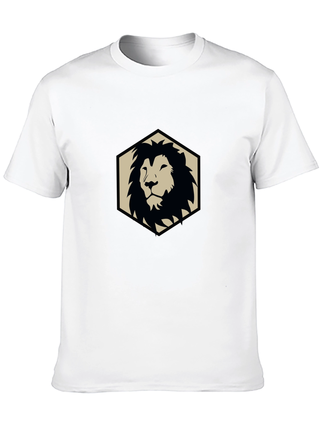 Camiseta Negra con Diseño de León Geométrico