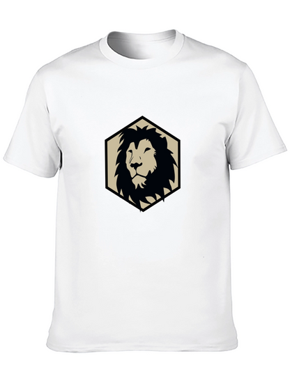 Camiseta Negra con Diseño de León Geométrico