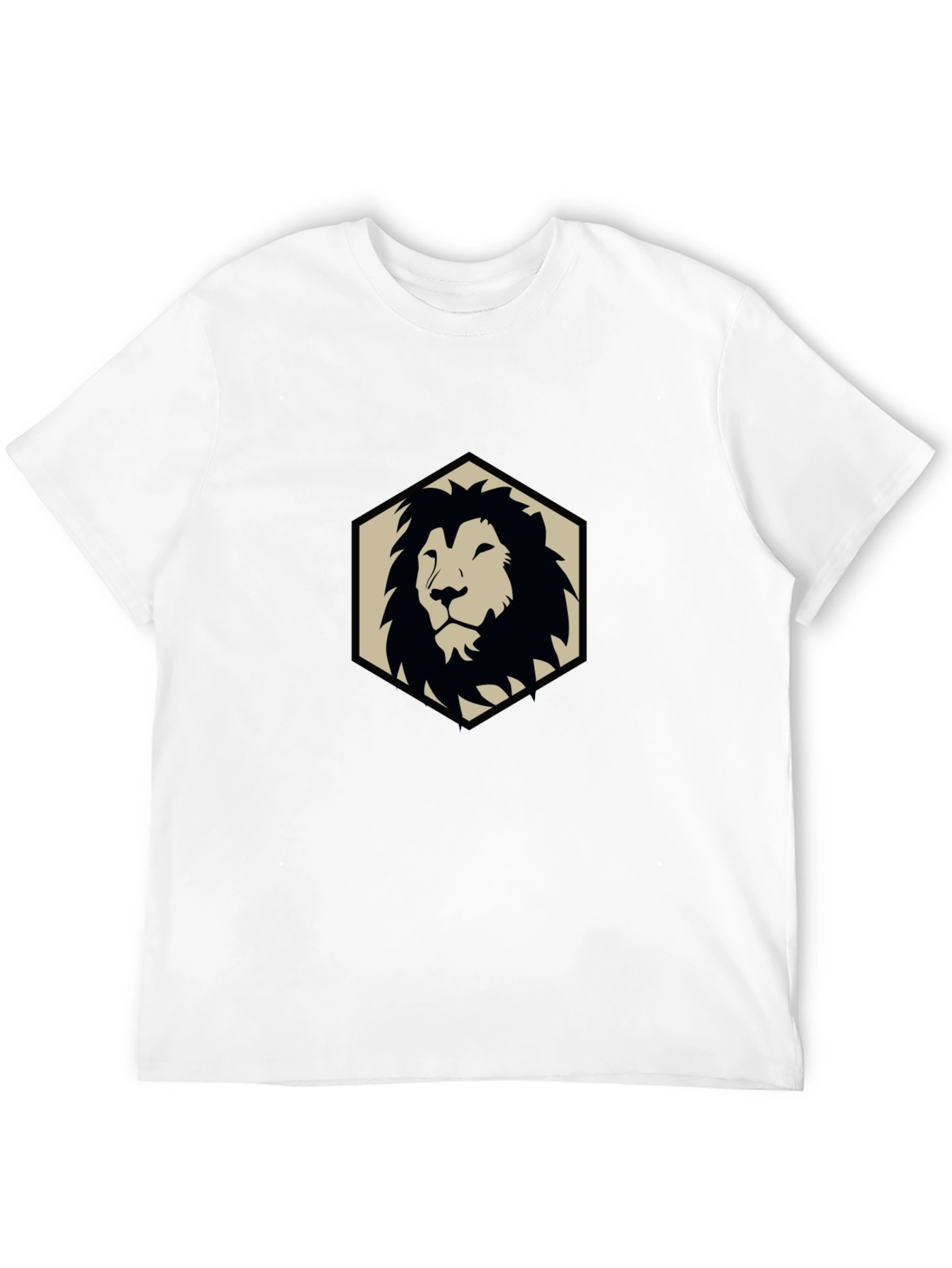Camiseta Negra con Diseño de León Geométrico