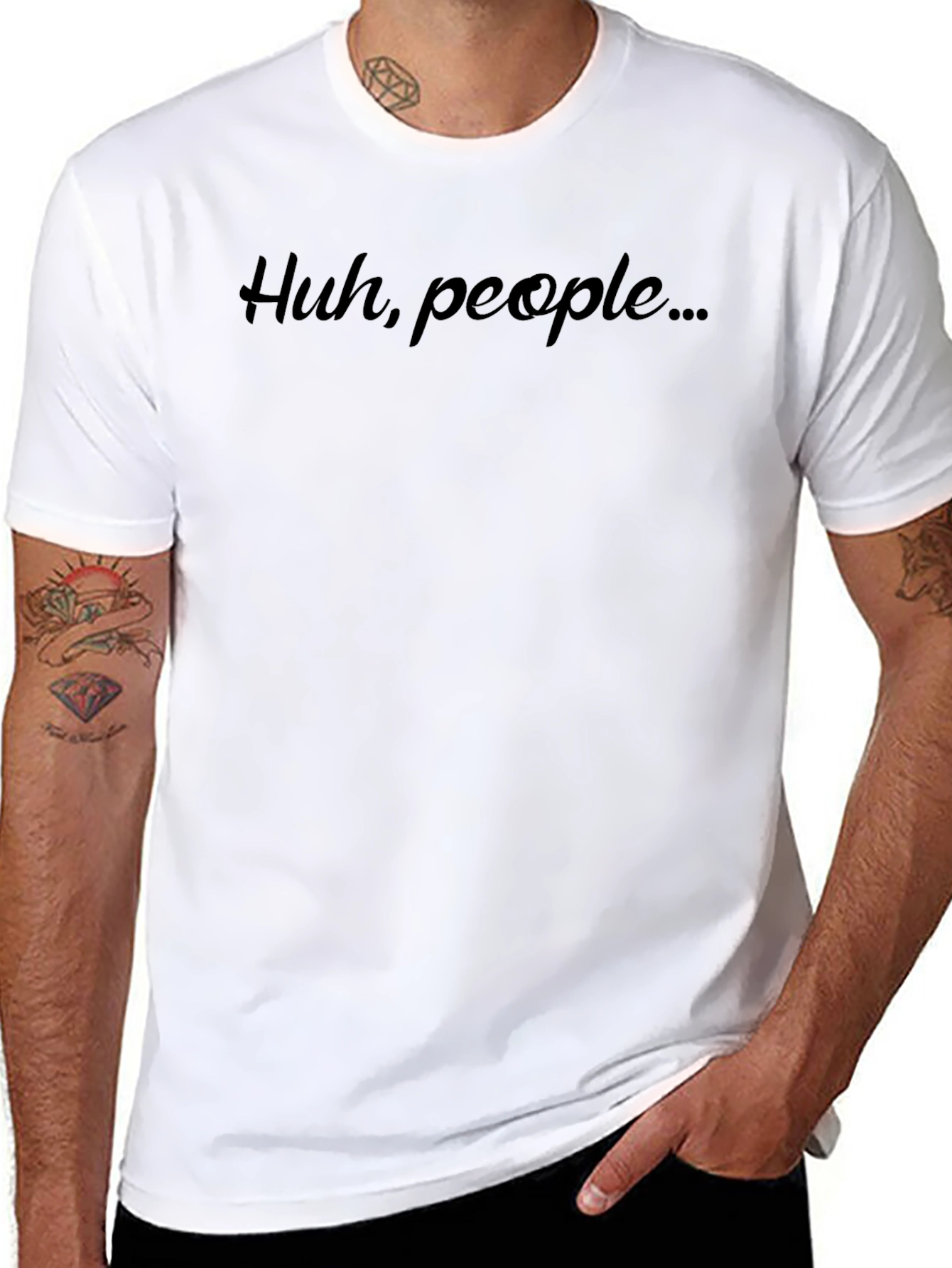 Camiseta Negra Hombre: Huh people...