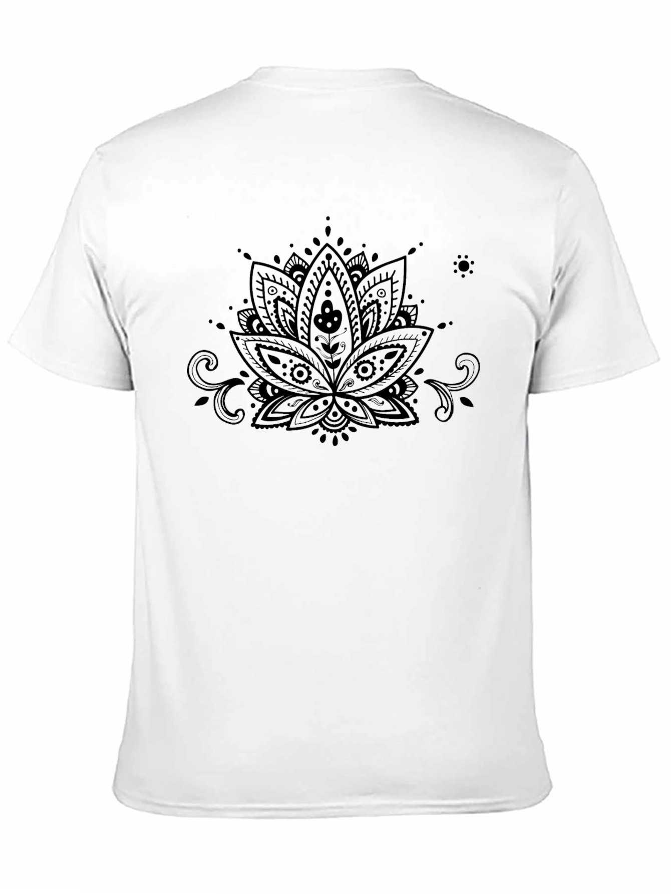 Camiseta Negra con Diseño Floral Mandala