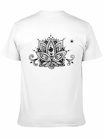 Camiseta Negra con Diseño Floral Mandala
