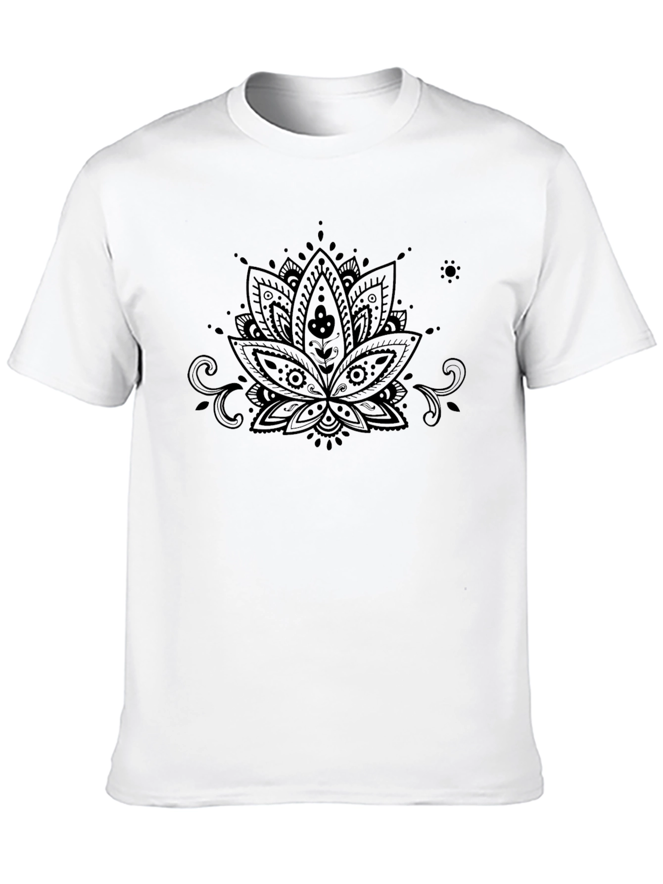 Camiseta Negra con Diseño Floral Mandala