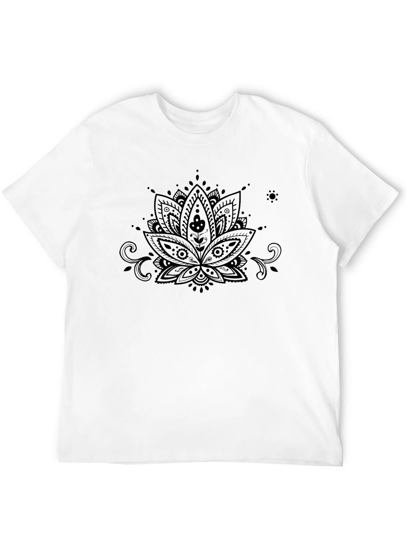 Camiseta Negra con Diseño Floral Mandala