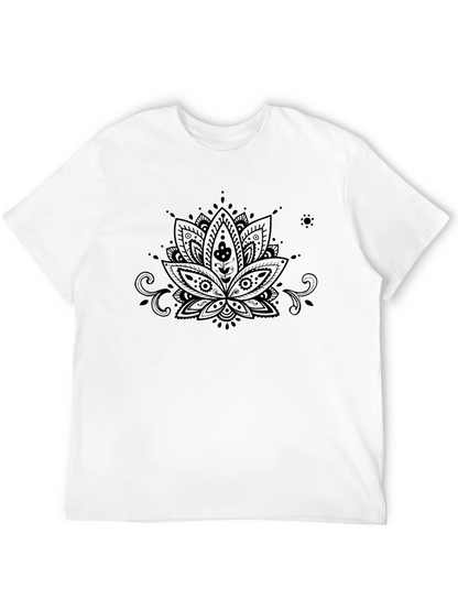 Camiseta Negra con Diseño Floral Mandala
