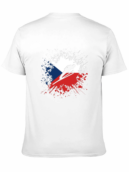 Camiseta Negra Hombre Diseño República Checa Salto Esquí