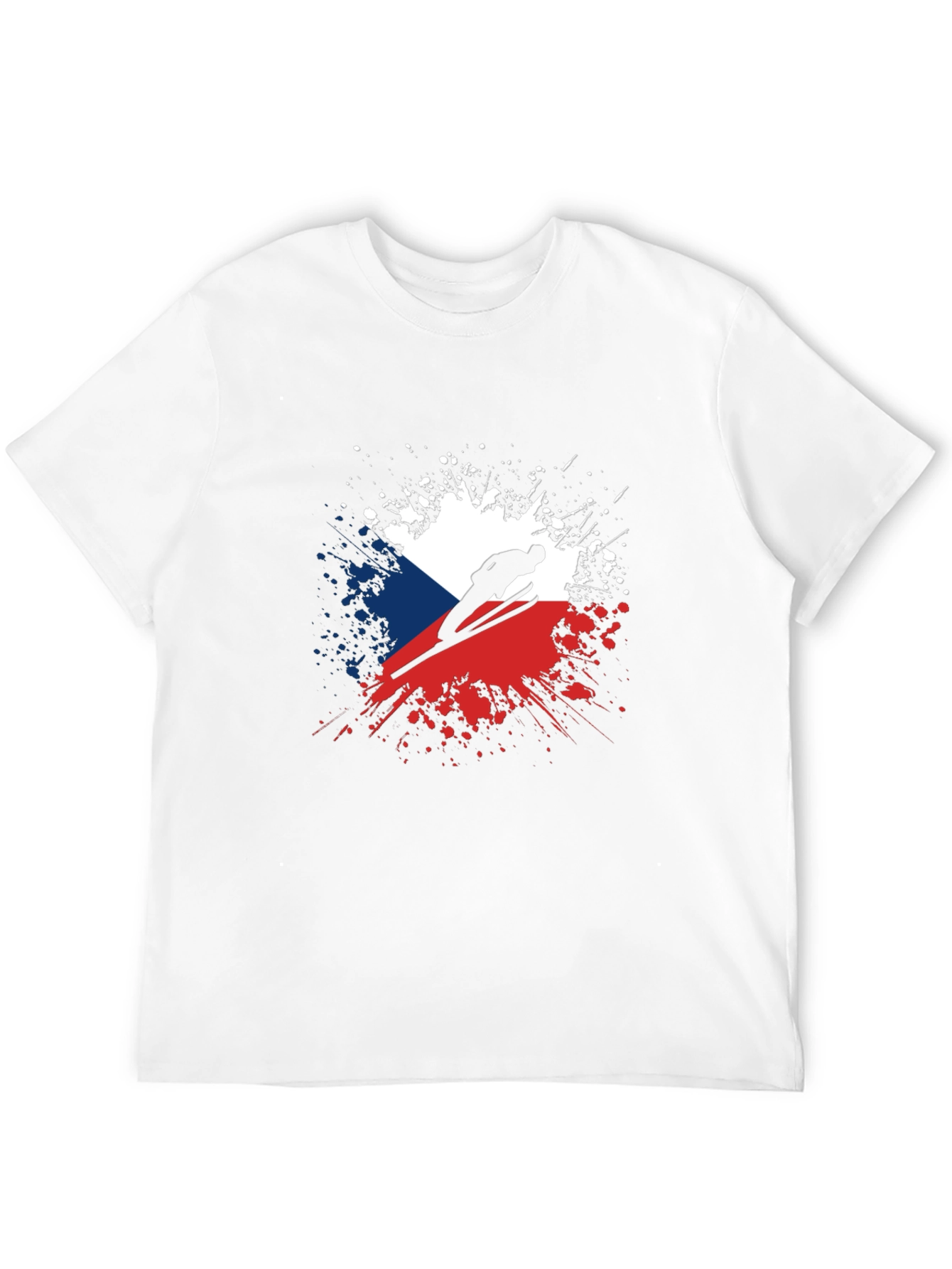 Camiseta Negra Hombre Diseño República Checa Salto Esquí