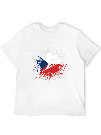 Camiseta Negra Hombre Diseño República Checa Salto Esquí