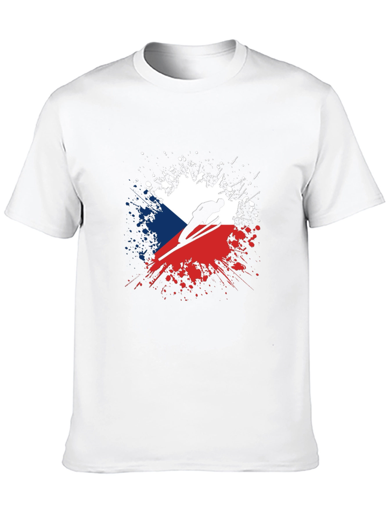 Camiseta Negra Hombre Diseño República Checa Salto Esquí