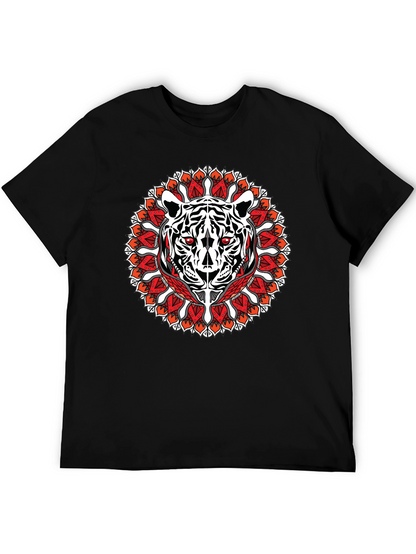 Camiseta Negra con Diseño de Tigre Mandala