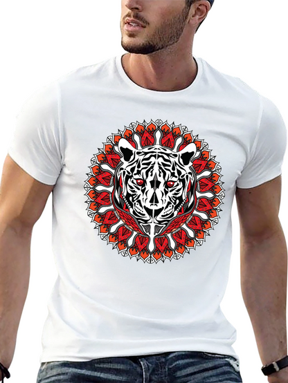 Camiseta Negra con Diseño de Tigre Mandala