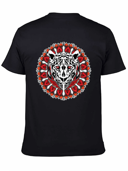 Camiseta Negra con Diseño de Tigre Mandala