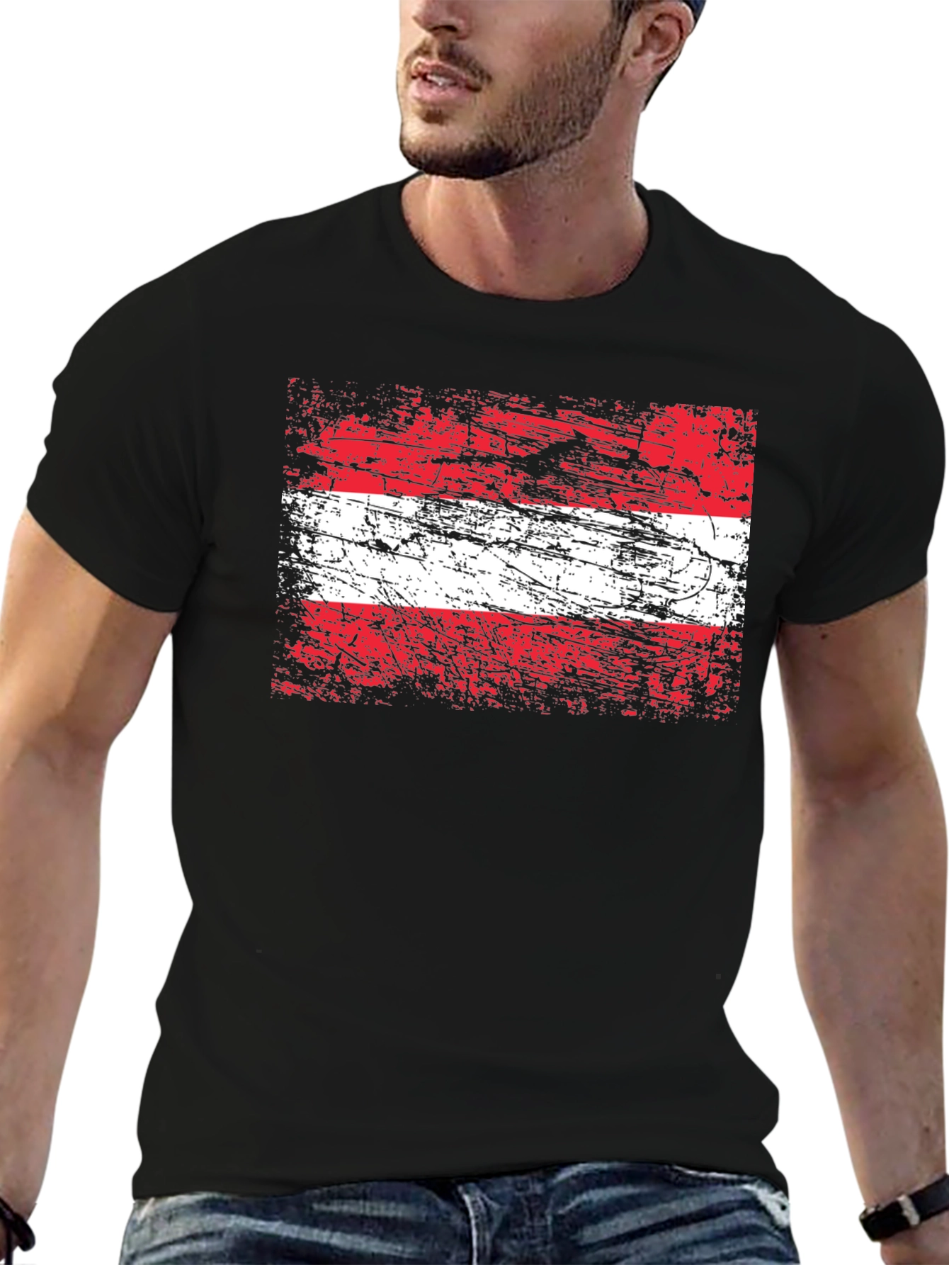 Camiseta Austria Bandera Grunge - Diseño Único