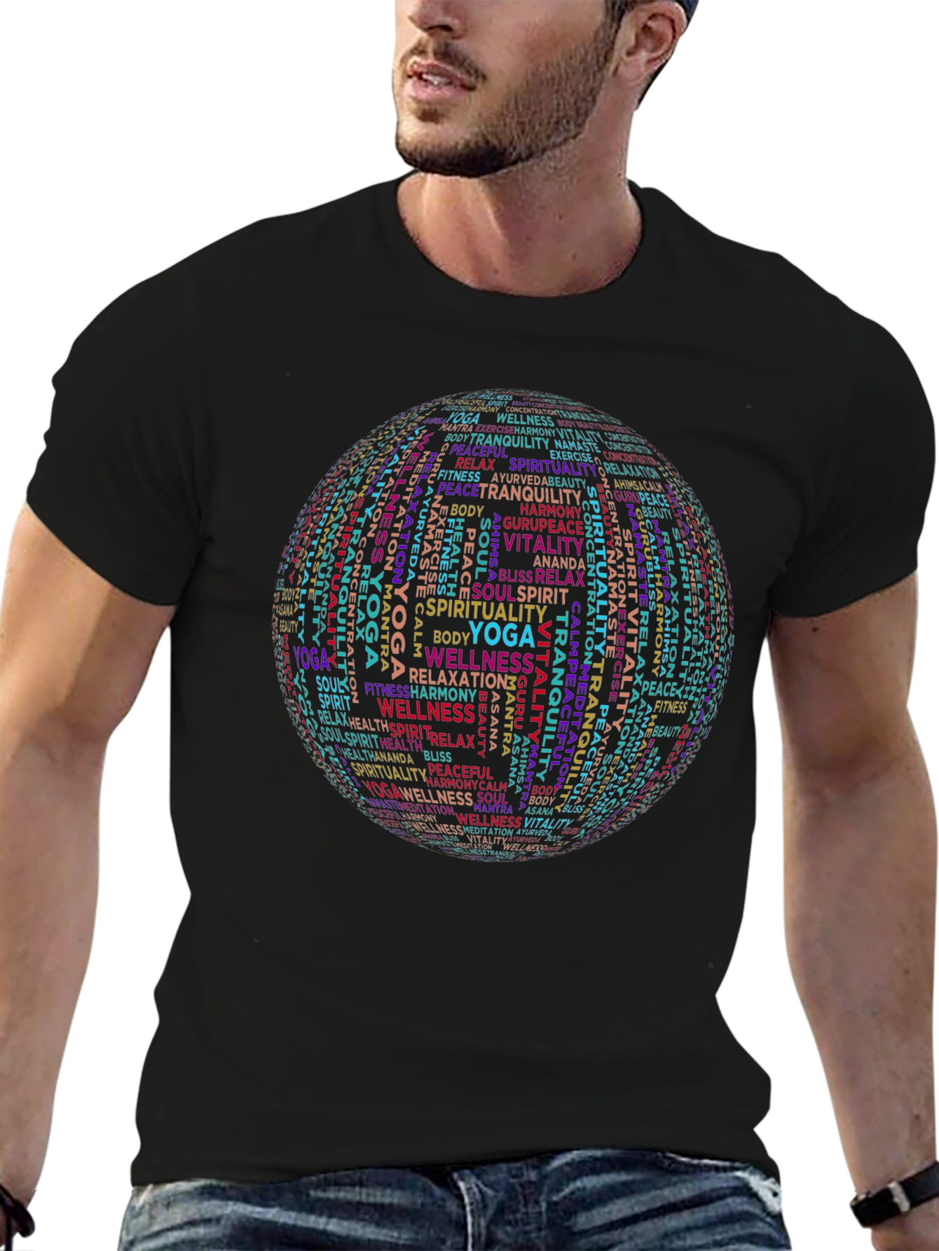 Camiseta Negra Yoga Bienestar Espiritual
