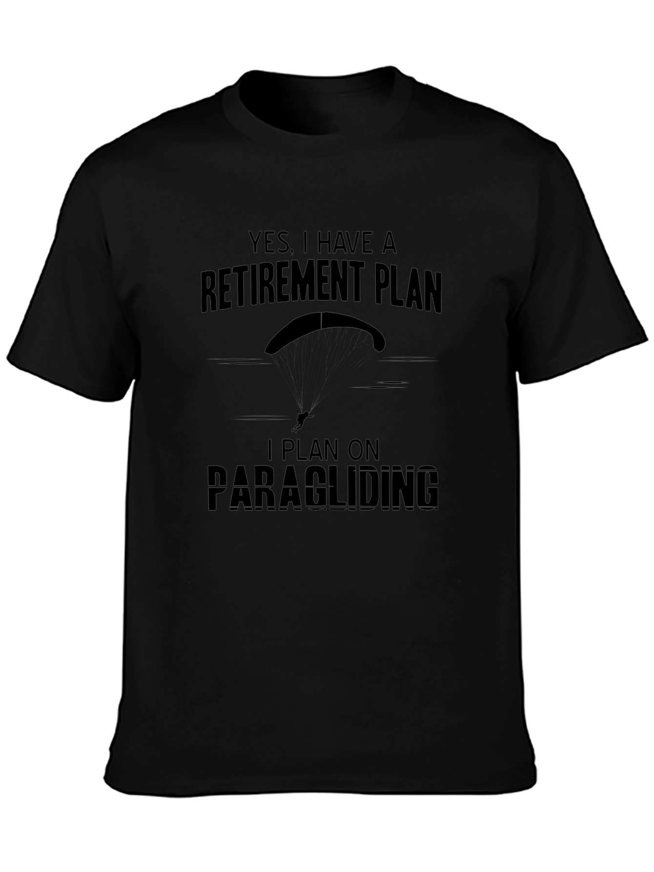Camiseta Negra con Diseño Plan de Retiro Parapente