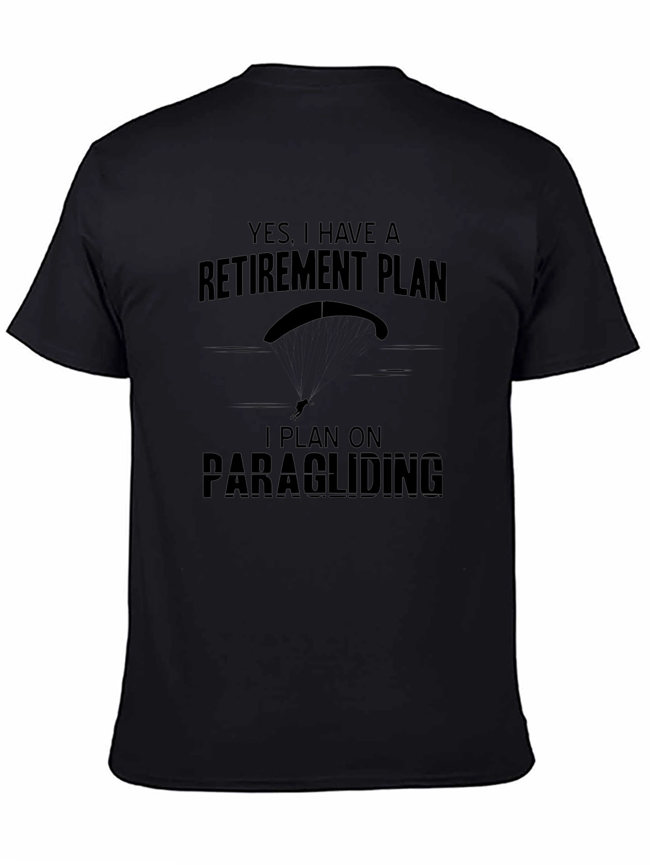 Camiseta Negra con Diseño Plan de Retiro Parapente