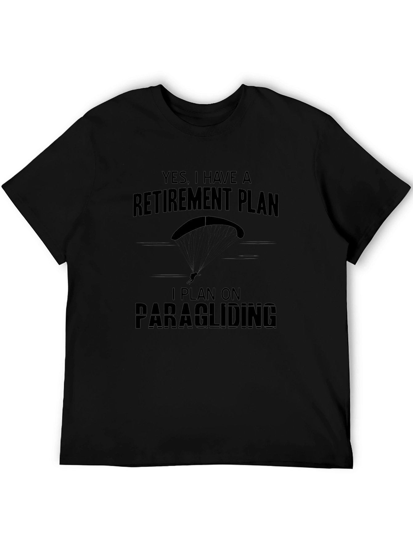 Camiseta Negra con Diseño Plan de Retiro Parapente