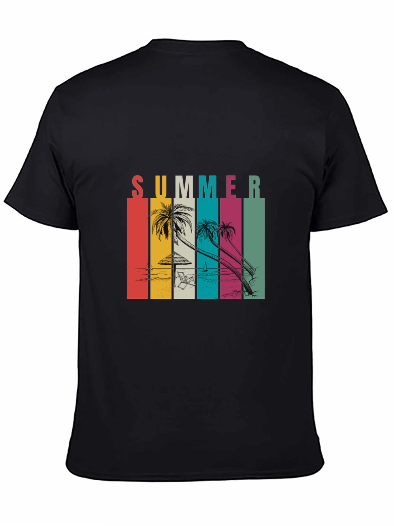 Camiseta Negra Estampada Summer Vibes