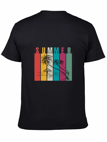 Camiseta Negra Estampada Summer Vibes