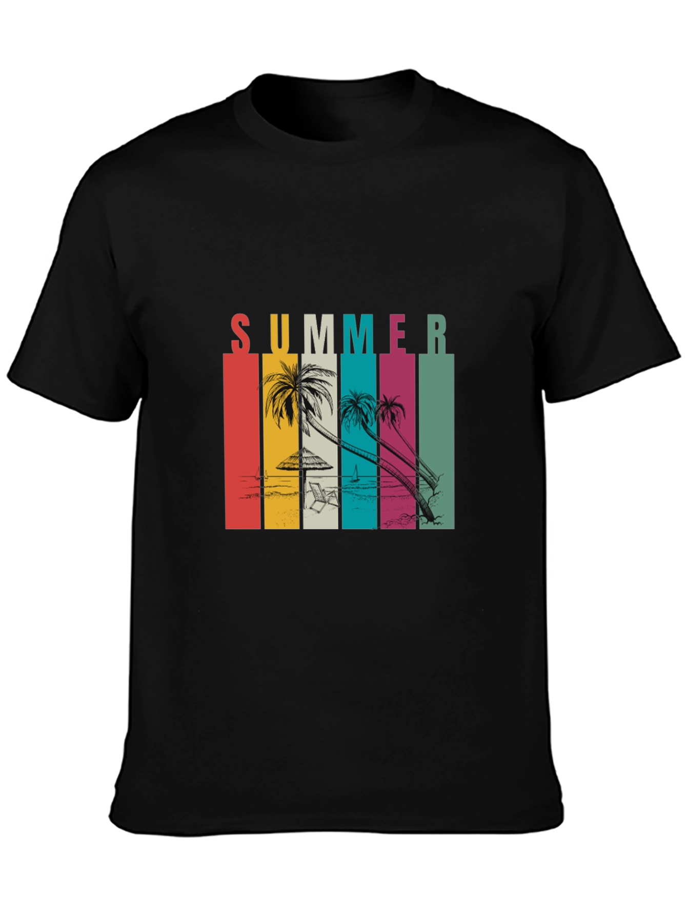 Camiseta Negra Estampada Summer Vibes