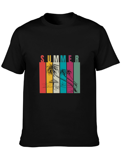 Camiseta Negra Estampada Summer Vibes