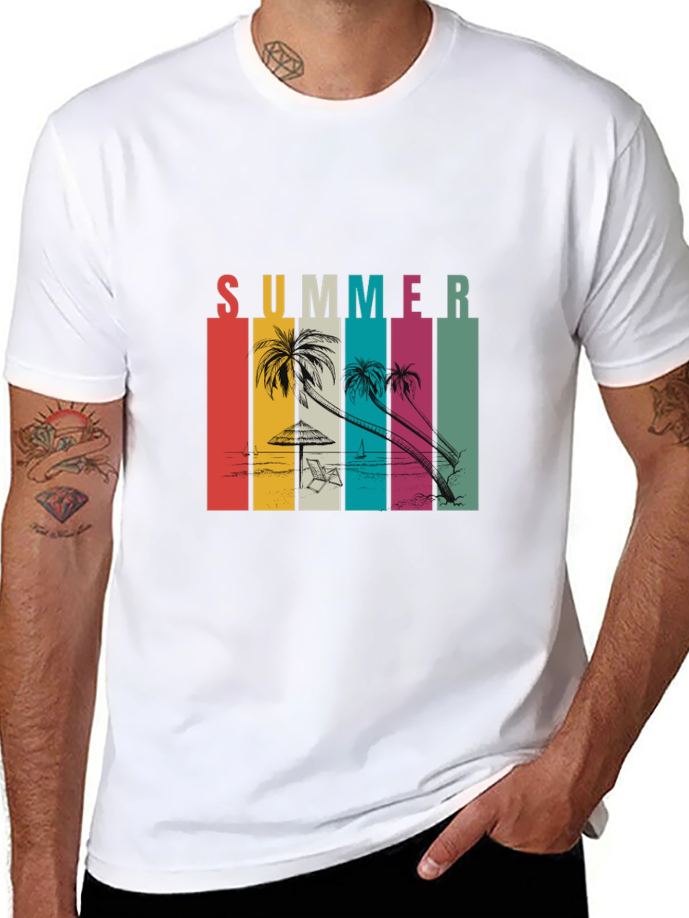 Camiseta Negra Estampada Summer Vibes